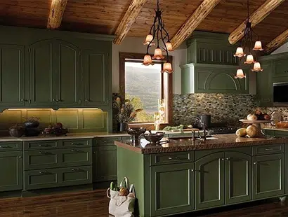 Rustic Green Kitchen Cabinets