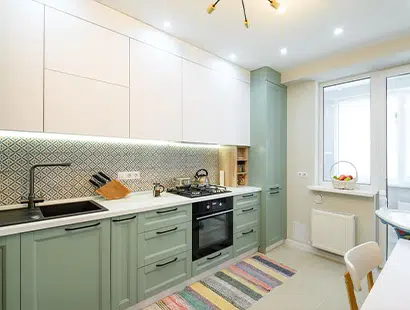 Two-Tone Green Kitchen Cabinets