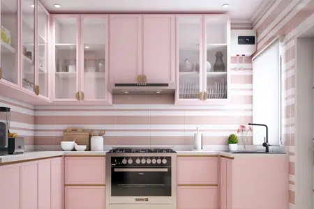 Soft Pink Kitchen Cabinet