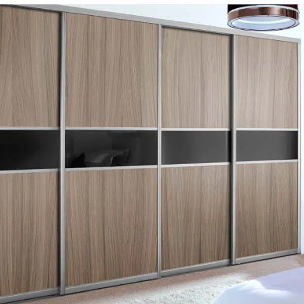 4 sliding door wardrobe wooden grain