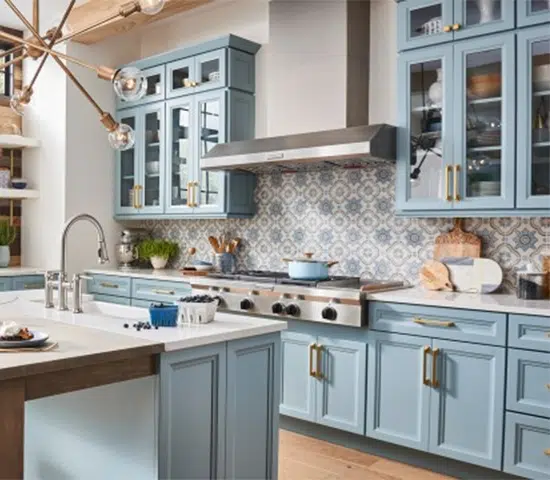 Armarios de Cocina de Estilo Campestre en Azul