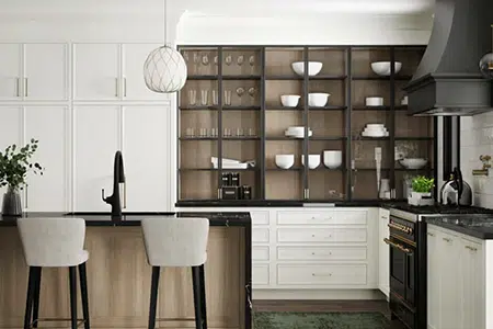 Maximize Style and Storage: A Guide to Cabinets Sitting on Countertop 2 The Glass-Front Display